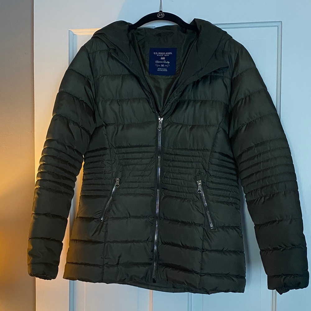U.S. Polo Assn. Women's Olive Puffer Coat